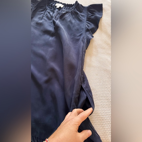 EVEREVE Cupro Navy Blue Ruffle Hem Mini Dress - Super SOFT Fabric!! - Picture 8 of 16